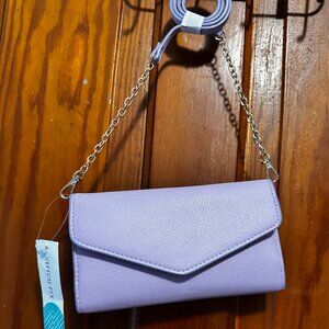 Crossbody with Gold Chain. Card slots with phone holder